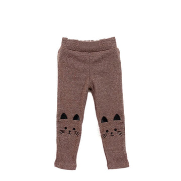 Cute Girls Cat Print Stretchy Warm Leggings